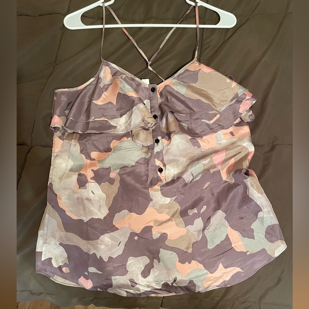 Banana Republic silk camo print top, size S